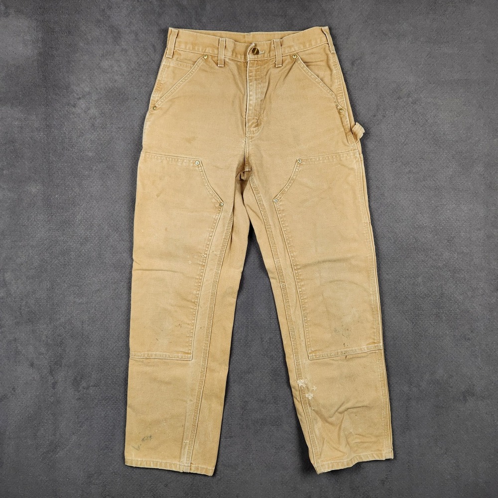 Carhartt Double Front Work Pants Mens 30x30 Brown B01 Duck Canvas Dungaree Fit